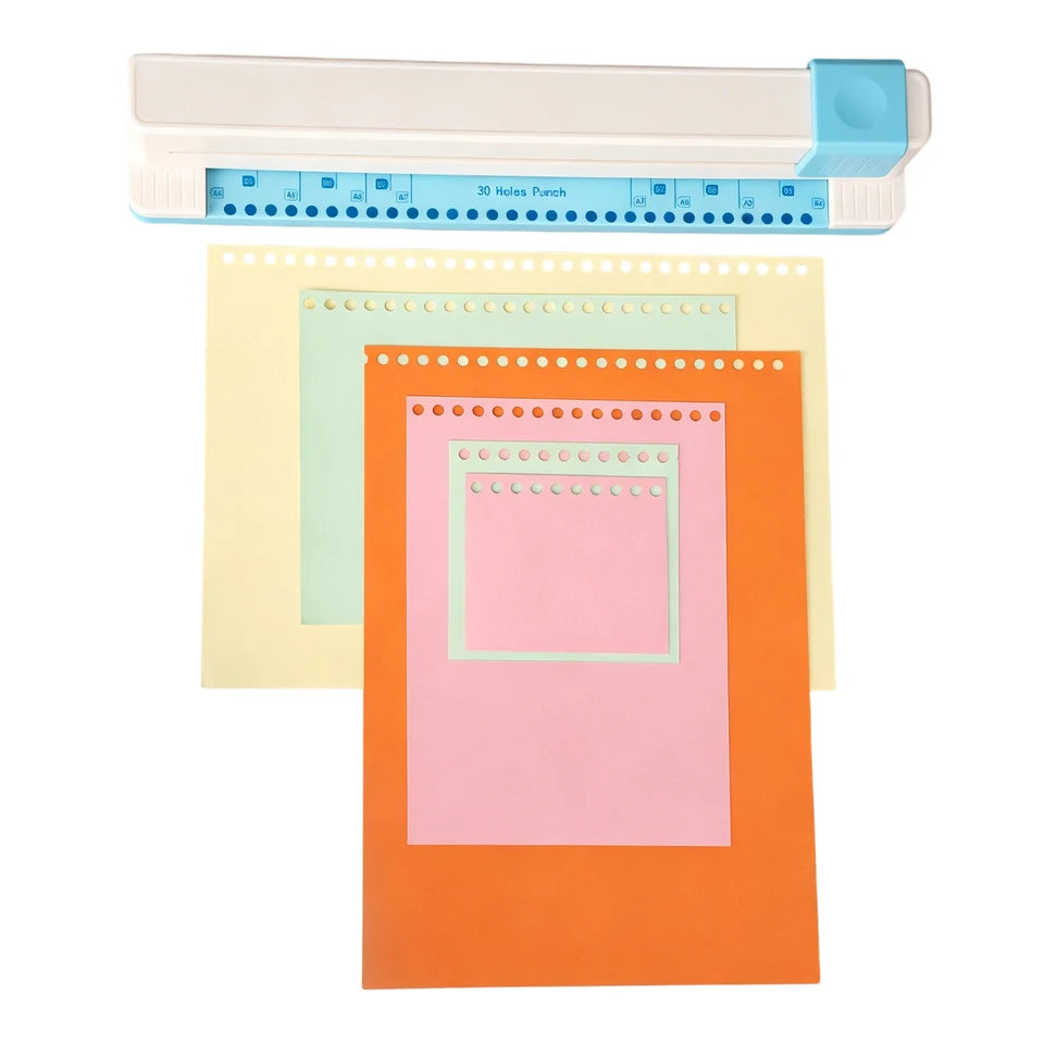 30 Holes Binding Punch Adjustable Loose Leaf Paper Punch Machine 5-Sheet Capacity Paper Puncher for A4/A5/A6/A7/B5/B6/B7 Paper