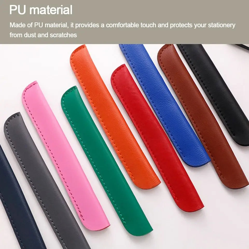 Lightweight PU Leather PU Pencil Bags Solid Color Large Capacity Pen Bags Pencil Case Office Supplies