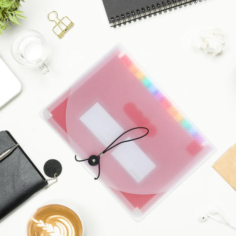Large Capacity Accordion File Folder Multi-Layer Document Organizer Portable Desktop File Storage Folder for Office Home School