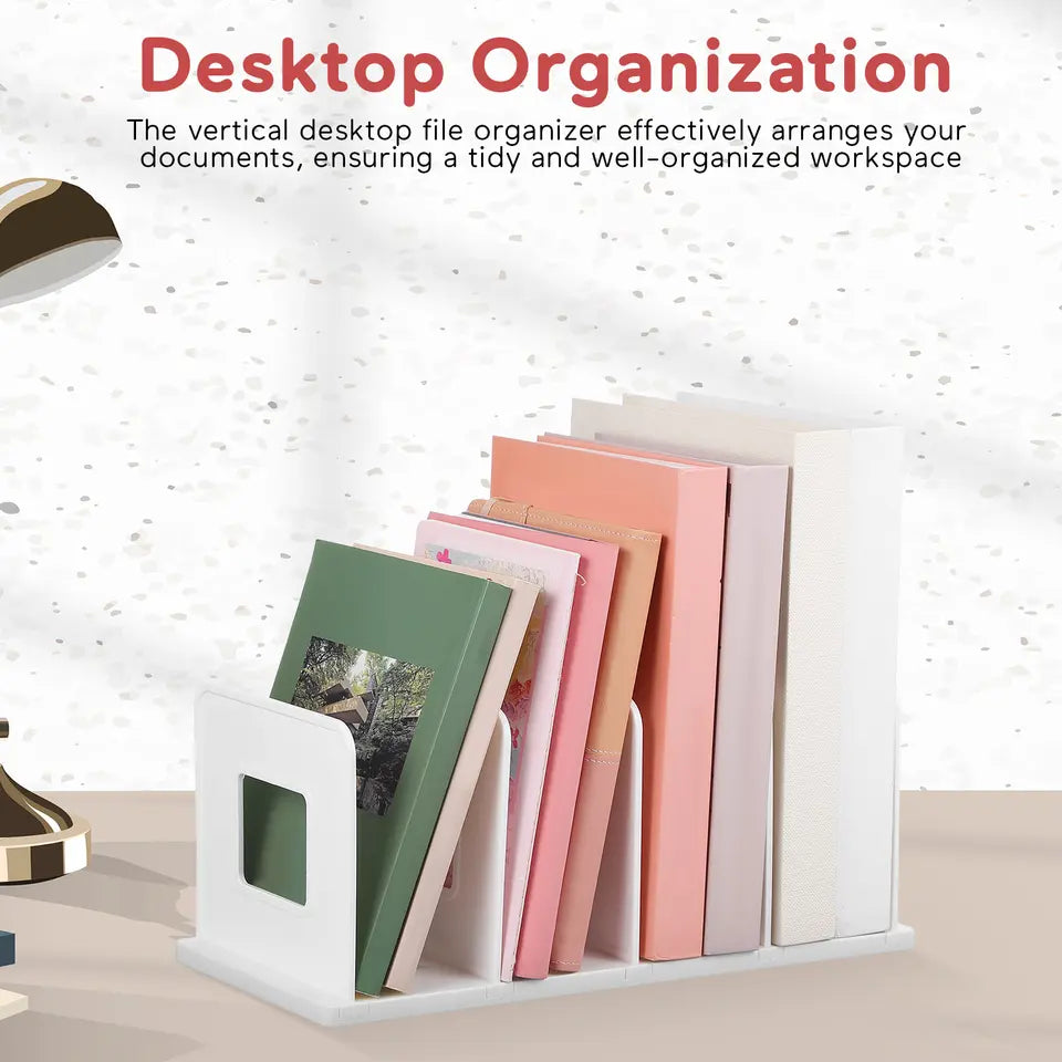 Desktop File Holder Vertical Large Capacity File Organizer for Desk Binder Organizer Office Document Storage Binder Shelf