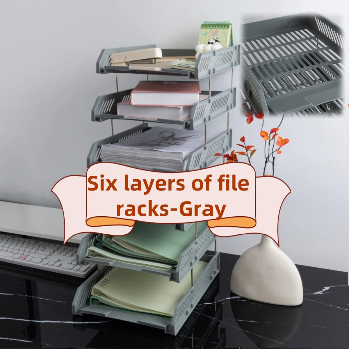 Office A4 File Storage Rack Desktop Multi-Layer Data Storage File Tray