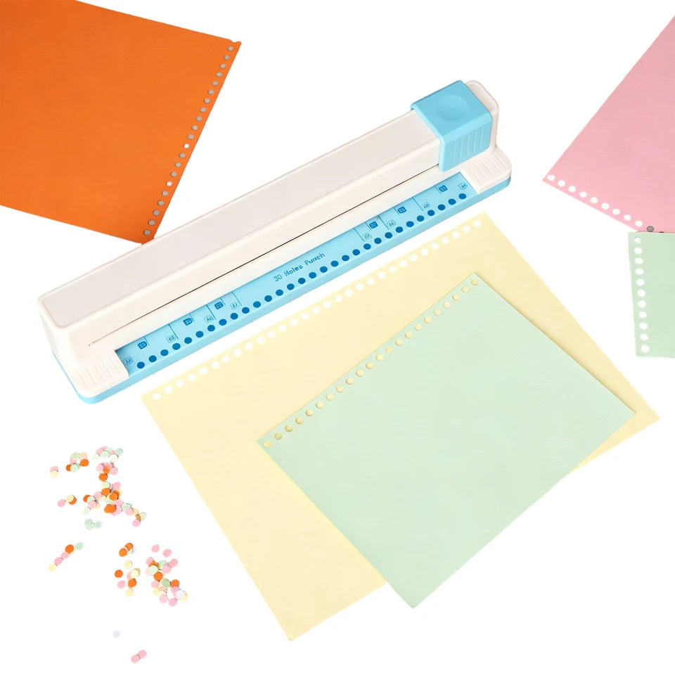30 Holes Binding Punch Adjustable Loose Leaf Paper Punch Machine 5-Sheet Capacity Paper Puncher for A4/A5/A6/A7/B5/B6/B7 Paper