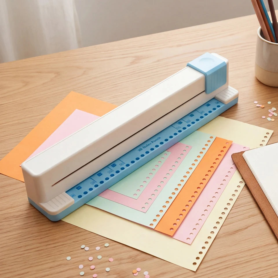30 Holes Binding Punch Adjustable Loose Leaf Paper Punch Machine 5-Sheet Capacity Paper Puncher for A4/A5/A6/A7/B5/B6/B7 Paper