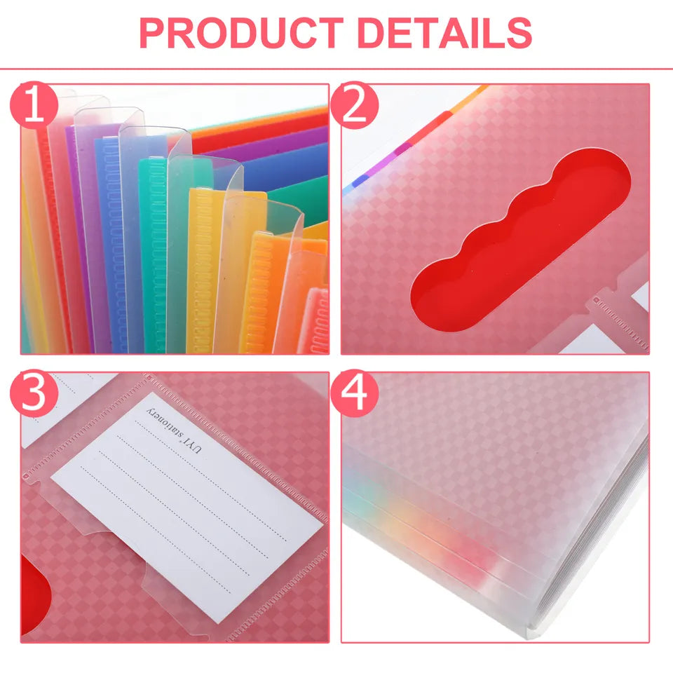 Large Capacity Accordion File Folder Multi-Layer Document Organizer Portable Desktop File Storage Folder for Office Home School
