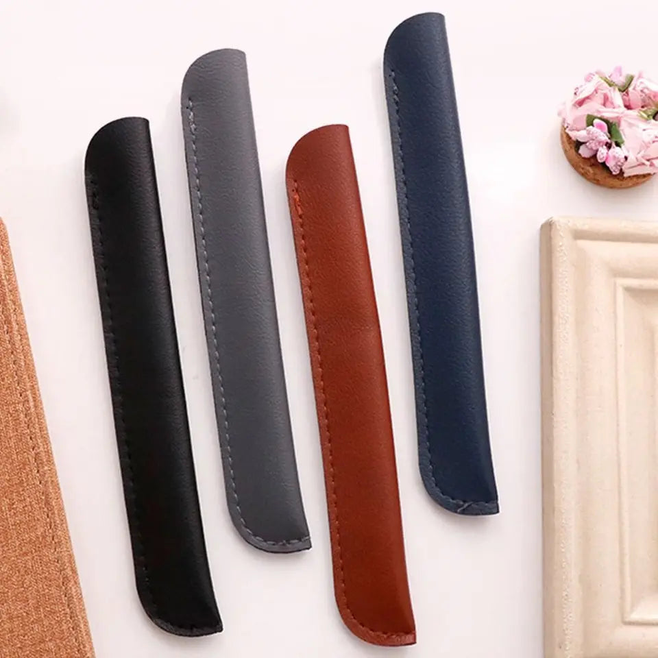 Lightweight PU Leather PU Pencil Bags Solid Color Large Capacity Pen Bags Pencil Case Office Supplies