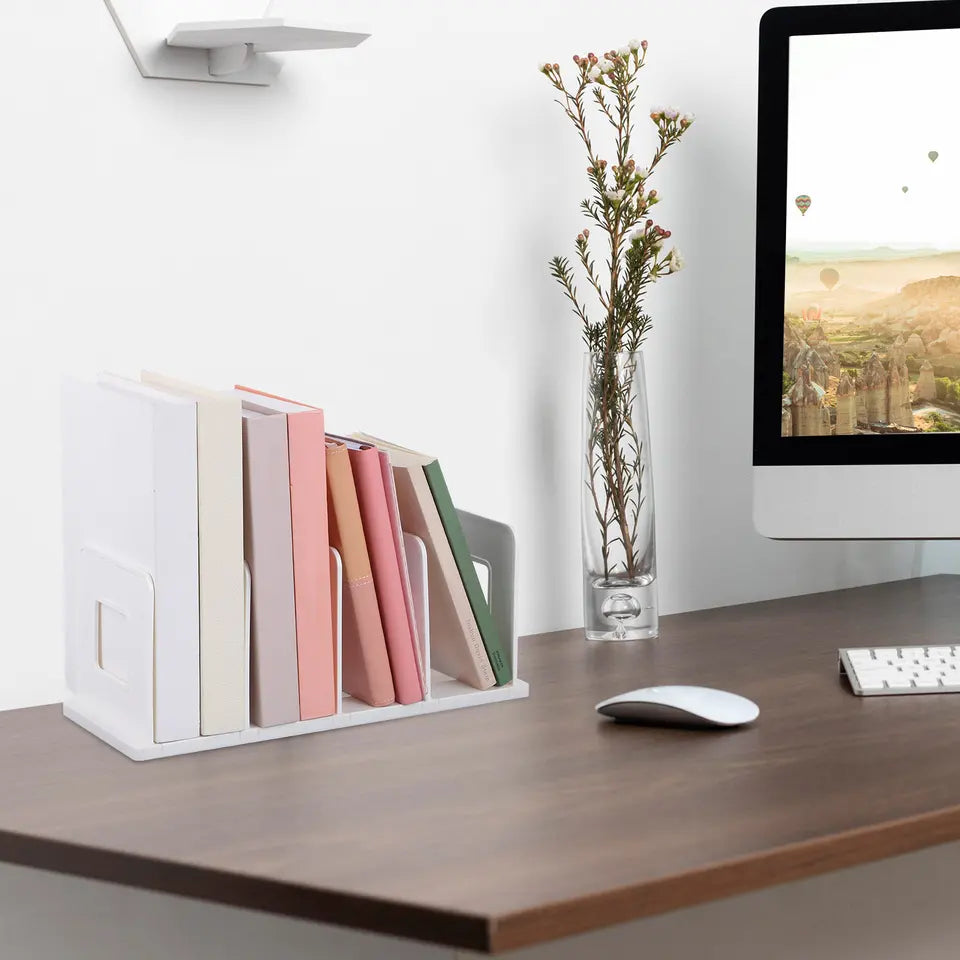 Desktop File Holder Vertical Large Capacity File Organizer for Desk Binder Organizer Office Document Storage Binder Shelf
